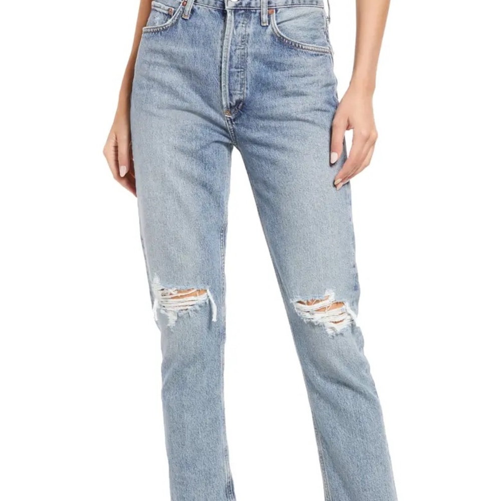 AGOLDE riley high rise straight crop jeans in escalate
